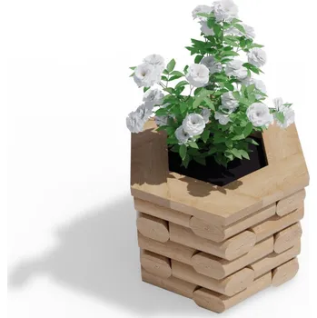 Vyvýšený dřevěný záhon 60 cm, výška 43,5 cm, šestihranný