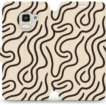 Pouzdro na mobilní telefon Flipové pouzdro Mobiwear - Samsung Galaxy J6 2018 - VA60S Linky (Knížkové flip pouzdro, obal, kryt na mobil Samsung Galaxy J6 2018 - VA60S Linky, materiál Umělá kůže + TPU - ochrana 360°, stojánek, silikonová vanička, magnetické zavírání)