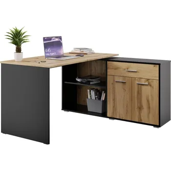 Psací stůl LAMIVEX - NEJBY DUKE II - pravý - černá/dub wotan