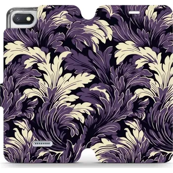 Pouzdro na mobilní telefon Flipové pouzdro Mobiwear - Xiaomi Redmi 6A - VA46S Fialové rostliny (Knížkové flip pouzdro, obal, kryt na mobil Xiaomi Redmi 6A - VA46S Fialové rostliny, materiál Umělá kůže + TPU - ochrana 360°, stojánek, silikonová vanička, magnetické zavírání)