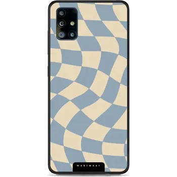 Lesklý kryt Mobiwear Glossy - Samsung Galaxy A51 - GA59G Modrá a béžová šachovnice (Prémiové lesklé pouzdro, obal, kryt Mobiwear Glossy na mobil Samsung Galaxy A51 - GA59G Modrá a béžová šachovnice, materiál Plast + TPU silikon - krytí po všech stranách,)