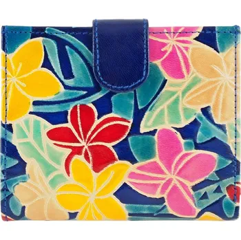 Dámská kožená peněženka Miss Květy modrá 12 x 10 cm