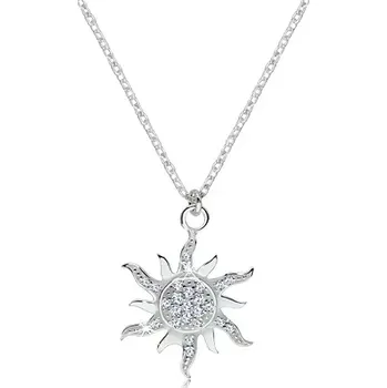 Náhrdelník Stříbrný náhrdelník 925 - třpytivé zirkonové sluníčko se zvlněnými paprsky