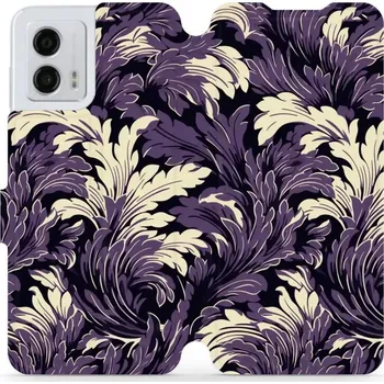 Pouzdro na mobilní telefon Flipové pouzdro Mobiwear - Motorola Moto G53 5G - VA46S Fialové rostliny (Knížkové flip pouzdro, obal, kryt na mobil Motorola Moto G53 5G - VA46S Fialové rostliny, materiál Umělá kůže + TPU - ochrana 360°, stojánek, silikonová vanička, magnetické zavírání