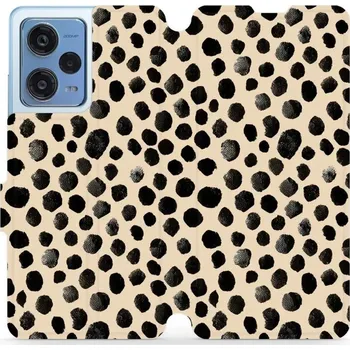 Pouzdro na mobilní telefon Flipové pouzdro Mobiwear - Xiaomi Redmi Note 12 Pro 5G - VA50S Černé puntíky (Knížkové flip pouzdro, obal, kryt na mobil Xiaomi Redmi Note 12 Pro 5G - VA50S Černé puntíky, materiál Umělá kůže + TPU - ochrana 360°, stojánek, silikonová vanička, magnetické)