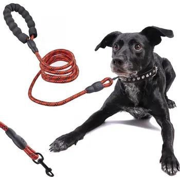Vodítko pro psa Tréninkové vodítko pro psa odolné reflexní s pěnovou rukojetí 2 m červené