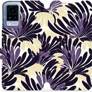 Pouzdro na mobilní telefon Flipové pouzdro Mobiwear - Vivo V21 5G - VA47S Fialová flóra (Knížkové flip pouzdro, obal, kryt na mobil Vivo V21 5G - VA47S Fialová flóra, materiál Umělá kůže + TPU - ochrana 360°, stojánek, silikonová vanička, magnetické zavírání)