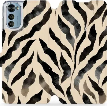 Pouzdro na mobilní telefon Flipové pouzdro Mobiwear - Motorola Moto E32 / E32s - VA53S Zebří (Knížkové flip pouzdro, obal, kryt na mobil Motorola Moto E32 / E32s - VA53S Zebří, materiál Umělá kůže + TPU - ochrana 360°, stojánek, silikonová vanička, magnetické zavírání)