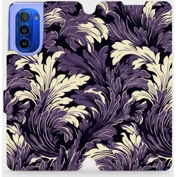 Pouzdro na mobilní telefon Flipové pouzdro Mobiwear - Motorola Moto G51 5G - VA46S Fialové rostliny (Knížkové flip pouzdro, obal, kryt na mobil Motorola Moto G51 5G - VA46S Fialové rostliny, materiál Umělá kůže + TPU - ochrana 360°, stojánek, silikonová vanička, magnetické zavírání