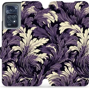 Pouzdro na mobilní telefon Flipové pouzdro Mobiwear - Xiaomi Redmi Note 11 Pro 5G - VA46S Fialové rostliny (Knížkové flip pouzdro, obal, kryt na mobil Xiaomi Redmi Note 11 Pro 5G - VA46S Fialové rostliny, materiál Umělá kůže + TPU - ochrana 360°, stojánek, silikonová vanička,)