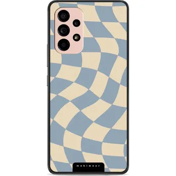 Lesklý kryt Mobiwear Glossy - Samsung Galaxy A53 5G - GA59G Modrá a béžová šachovnice (Prémiové lesklé pouzdro, obal, kryt Mobiwear Glossy na mobil Samsung Galaxy A53 5G - GA59G Modrá a béžová šachovnice, materiál Plast + TPU silikon - krytí po všech)