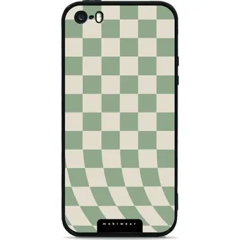 Pouzdro na mobilní telefon Lesklý kryt Mobiwear Glossy - Apple iPhone 5 / 5S / SE - GA58G Zelená a béžová šachovnice (Prémiové lesklé pouzdro, obal, kryt Mobiwear Glossy na mobil Apple iPhone 5 / 5S / SE - GA58G Zelená a béžová šachovnice, materiál Plast + TPU silikon - krytí po)