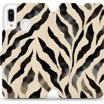 Pouzdro na mobilní telefon Flipové pouzdro Mobiwear - Samsung Galaxy A40 - VA53S Zebří (Knížkové flip pouzdro, obal, kryt na mobil Samsung Galaxy A40 - VA53S Zebří, materiál Umělá kůže + TPU - ochrana 360°, stojánek, silikonová vanička, magnetické zavírání)
