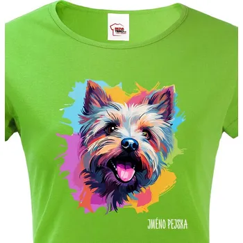 Dámské tričko Dámské tričko Kern teriér, Barva Zelená, Velikost S, Canvas Dámské tričko s krátkým rukávem 2438