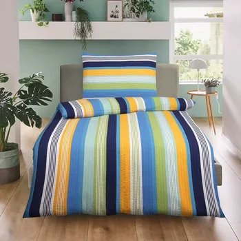 Povlečení Apex Krepové povlečení PRUHY MODRÉ Krepové povlečení