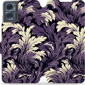 Pouzdro na mobilní telefon Flipové pouzdro Mobiwear - Motorola Moto E22 / E22i - VA46S Fialové rostliny (Knížkové flip pouzdro, obal, kryt na mobil Motorola Moto E22 / E22i - VA46S Fialové rostliny, materiál Umělá kůže + TPU - ochrana 360°, stojánek, silikonová vanička, magnetické)