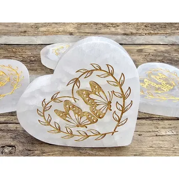 Selenit srdce cca 10cm Motýlci