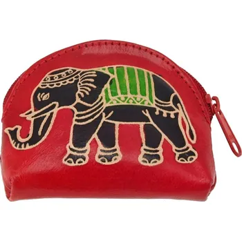 Kožená peněženka na drobné Slon červená 9 x 7 cm