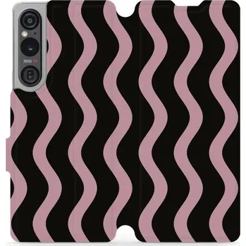 Pouzdro na mobilní telefon Flipové pouzdro Mobiwear - Sony Xperia 1 V - VA54S Fialové vlnky (Knížkové flip pouzdro, obal, kryt na mobil Sony Xperia 1 V - VA54S Fialové vlnky, materiál Umělá kůže + TPU - ochrana 360°, stojánek, silikonová vanička, magnetické zavírání)