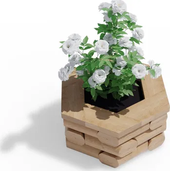 Květináč Vyvýšený dřevěný záhon 60 cm, výška 27,5 cm, šestihranný