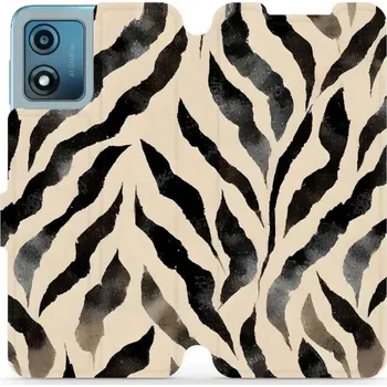 Pouzdro na mobilní telefon Flipové pouzdro Mobiwear - Motorola Moto E13 - VA53S Zebří (Knížkové flip pouzdro, obal, kryt na mobil Motorola Moto E13 - VA53S Zebří, materiál Umělá kůže + TPU - ochrana 360°, stojánek, silikonová vanička, magnetické zavírání)