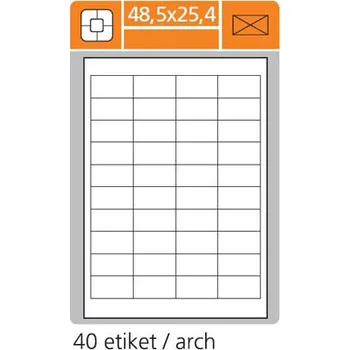 Speciální papír Print etikety A4 pro laserový a inkoustový tisk - 48,5 x 25,4 mm (40 etiket / arch), 100 listů
