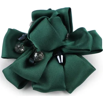 Brož Brož saténový květ s broušenými kamínky Ø7 cm