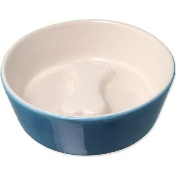 Miska pro psa Dog Fantasy Keramická miska modrá/bílá kost 13x4,5 cm 200 ml