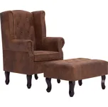 Křeslo chersterfield s taburetem umělá…