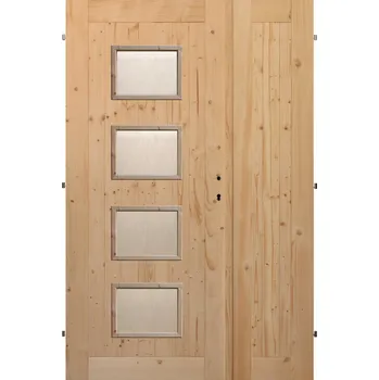 Interiérové dveře Palubkové dveře dvoukřídlé č.5 (šíře 125cm) (Masivní smrkové dveře)