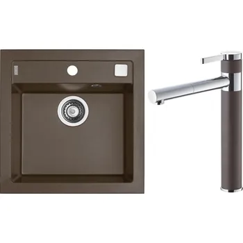 Alveus Set Formic 20 Granitový dřez bez odkapu 520x510 mm + baterie Zina 03, chocolate, SETA431