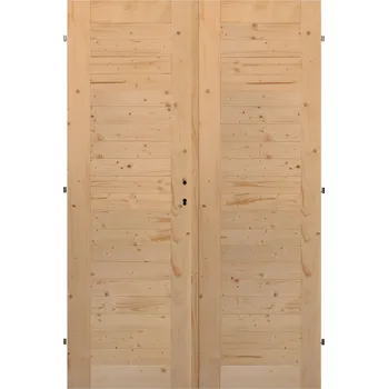 Interiérové dveře Palubkové dveře dvoukřídlé č.7 (šíře 180cm) (Masivní smrkové dveře)