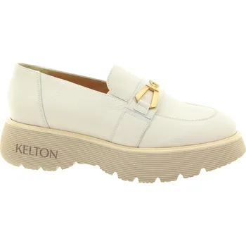Dámské mokasíny KELTON Dámské kožené krémové mokasíny AJ1706-PLATINO-245 Velikost 41