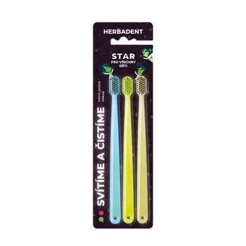 Zubní kartáček Herbadent Star dětský svítící zubní kartáček extra jemný 3 ks