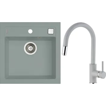 Granitový dřez Alveus Set Formic 20 Granitový dřez bez odkapu 520x510 mm+ baterie Delos 81, beton, SETA22310