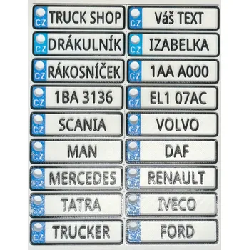 Přívěšek SPZ na klíče - vlastní text