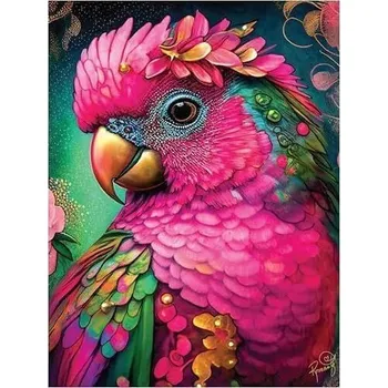 Diamantové malování Diamantové malování - Růžový papouček č. 1133 - 40x60cm