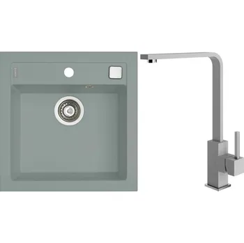 Granitový dřez Alveus Set Formic 20 Granitový dřez bez odkapu 520x510 mm + baterie Afra 81, beton, SETA20165