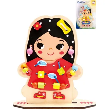 Dřevěná hračka Bino DŘEVO Zábavné oblékání provlékačka s korálky (dřevěná hračka)