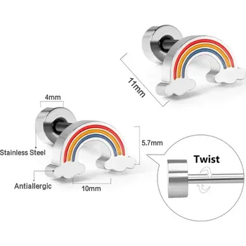Náušnice Dívčí náušnice z nerezové oceli - Duha,1 pár