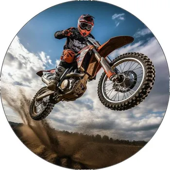 Jedlá dekorace na dort Jedlý papír jezdec motocrossu 19,5cm