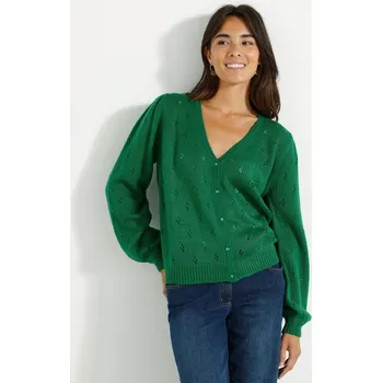 Dámský svetr Propínací svetr mohérový na dotek zelená 54