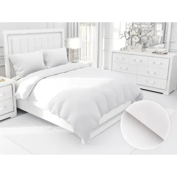 Povlečení Damaškové ložní povlečení Atlas Gradl DM-012 Bílé - tenké proužky 2 mm Jednolůžko 140x200 a 70x90 cm