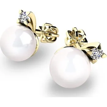 Náušnice Dámské náušnice s perlami a zirkony 10890-ZL-ZIR-FW