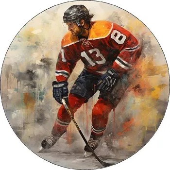 Jedlá dekorace na dort Jedlý papír hokejista při hře 19,5cm