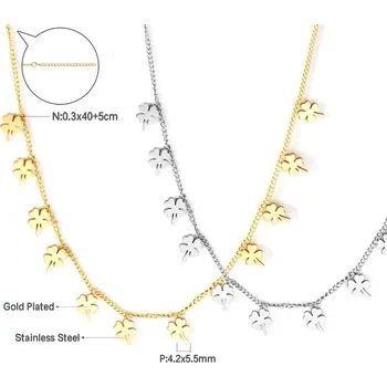 Náhrdelník Elegantní náhrdelník z chirurgické oceli - Jetel,Stříbrná