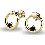 Dámské náušnice žluté zlato 585/1000 kroužky s černé zirkony kameny 140022-ZL-ZIR-Black
