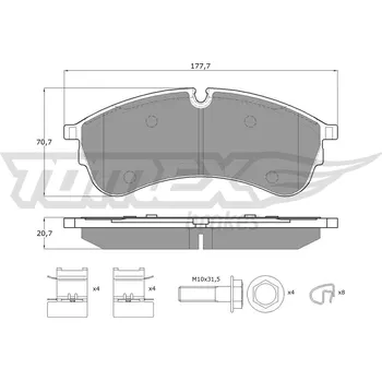 Brzdová destička Sada brzdových destiček, kotoučová brzda TOMEX Brakes 18-59