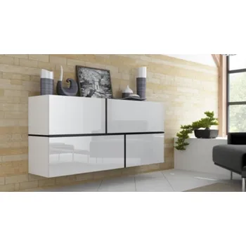 Komoda HALMAR Komoda Goja bílá / bílý lesk / černá