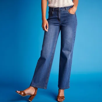 Dámské džíny Široké strečové džíny pro postavu více než 165 cm modrá 44